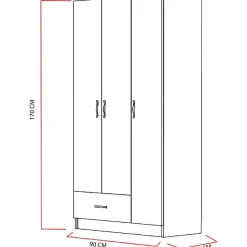 Vaatekaappi Linento Furniture Gabi, 90cm, valkoinen