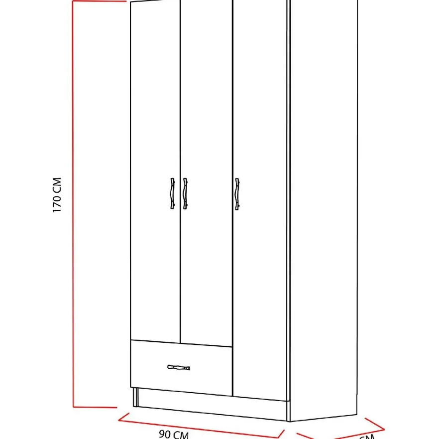 Vaatekaappi Linento Furniture Gabi, 90cm, valkoinen