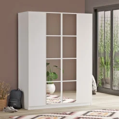 Vaatekaappi Linento Furniture HM2, valkoinen, 138,4cm
