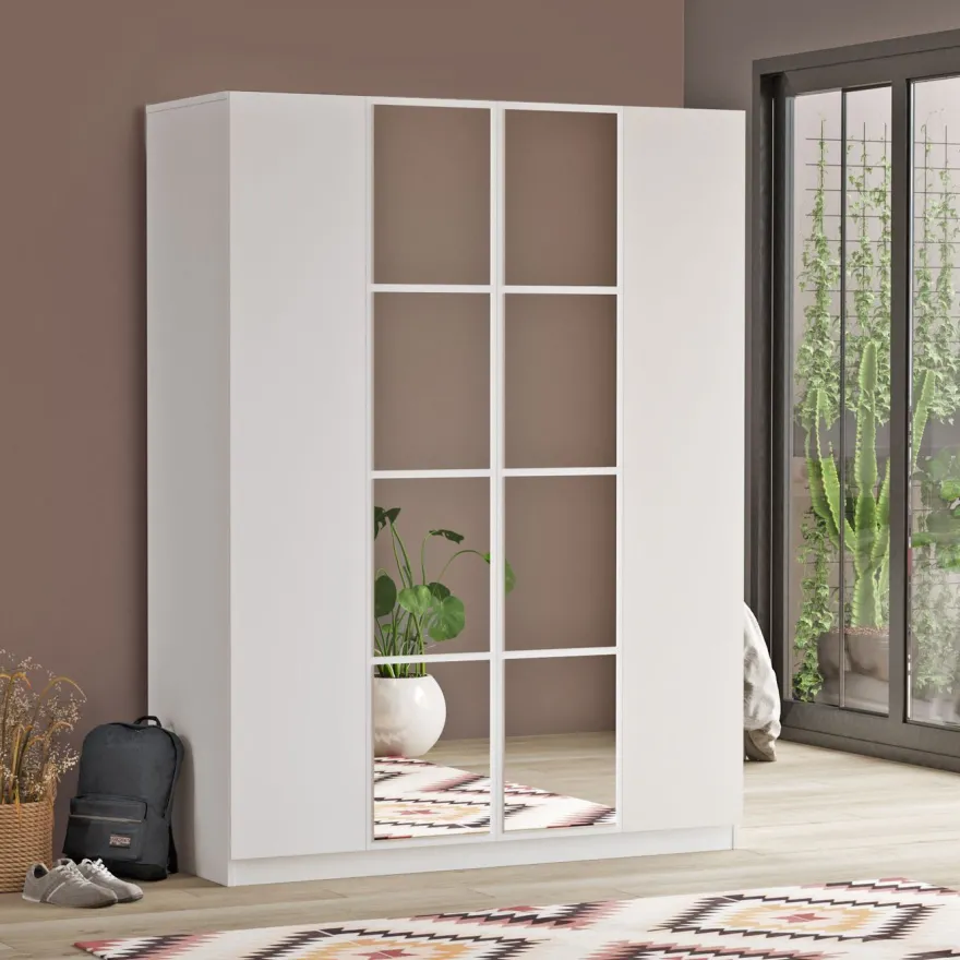 Vaatekaappi Linento Furniture HM2, valkoinen, 138,4cm