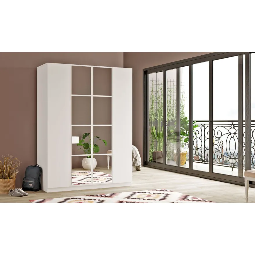 Vaatekaappi Linento Furniture HM2, valkoinen, 138,4cm