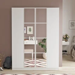 Vaatekaappi Linento Furniture HM2, valkoinen, 138,4cm