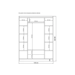 Vaatekaappi Linento Furniture Inci 1804, valkoinen
