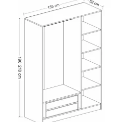 Vaatekaappi Linento Furniture Kale 135cm valkoinen