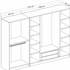 Vaatekaappi Linento Furniture Kale Mebran 8393 190x270cm valkoinen