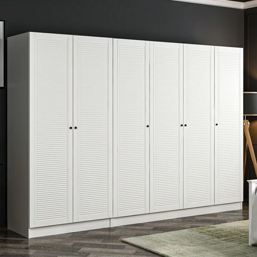 Vaatekaappi Linento Furniture Kale Mebran 8393 190x270cm valkoinen