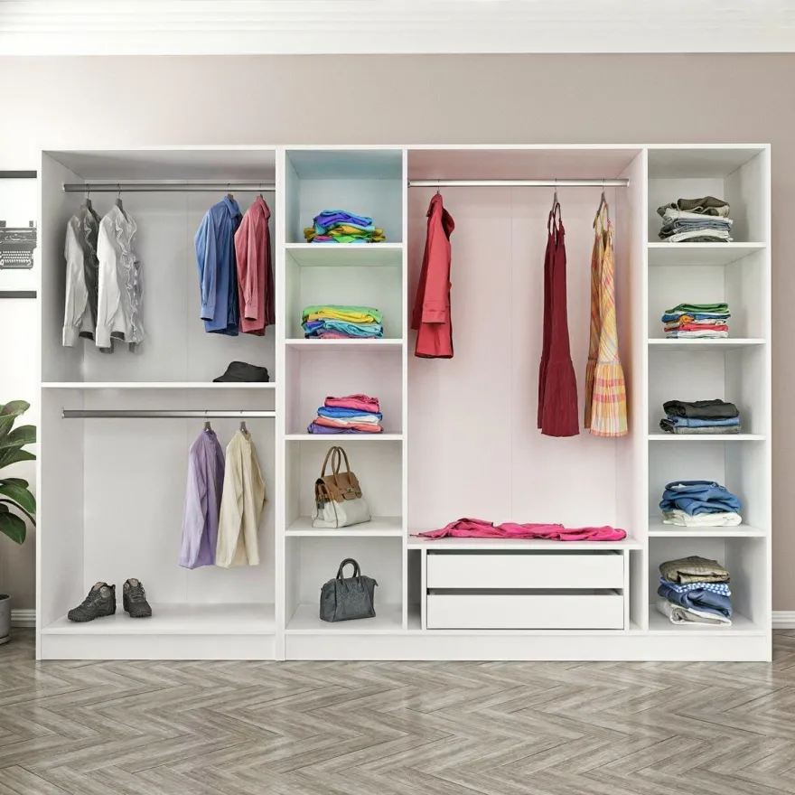 Vaatekaappi Linento Furniture Kale Mebran 8393 190x270cm valkoinen