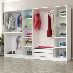 Vaatekaappi Linento Furniture Kale Mebran 8393 190x270cm valkoinen