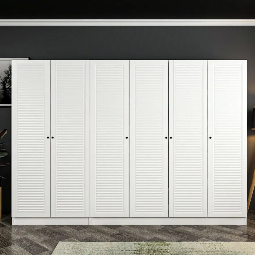 Vaatekaappi Linento Furniture Kale Mebran 8393 190x270cm valkoinen