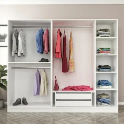 Vaatekaappi Linento Furniture Kale Plus 210x225cm 2 vetolaatikkoa eri värejä