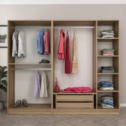 Vaatekaappi Linento Furniture Kale Plus 210x225cm 2 vetolaatikkoa eri värejä