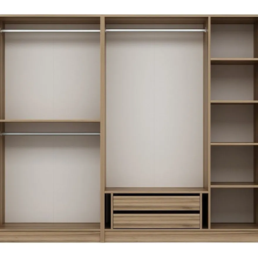 Vaatekaappi Linento Furniture Kale Plus 210x225cm 2 vetolaatikkoa eri värejä