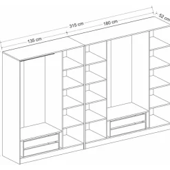 Vaatekaappi Linento Furniture Kale 210x315cm eri värejä
