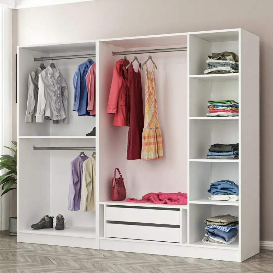 Vaatekaappi Linento Furniture Kale 8392 190x225cm valkoinen
