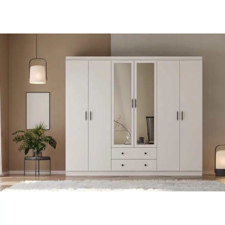 Vaatekaappi Linento Furniture Lavinia 1056 210cm valkoinen