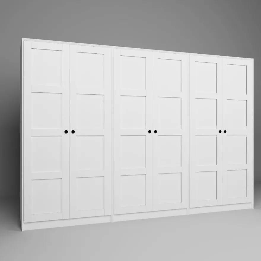 Vaatekaappi Linento Furniture Lucas 11, 280x190cm, valkoinen