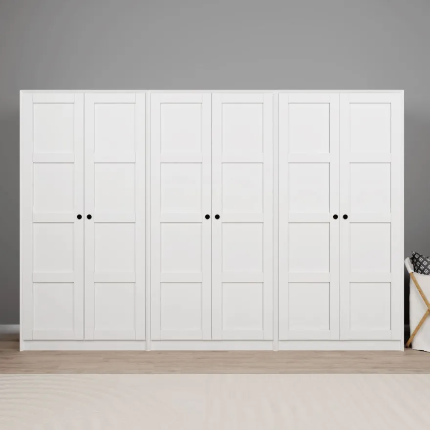 Vaatekaappi Linento Furniture Lucas 11, 280x190cm, valkoinen