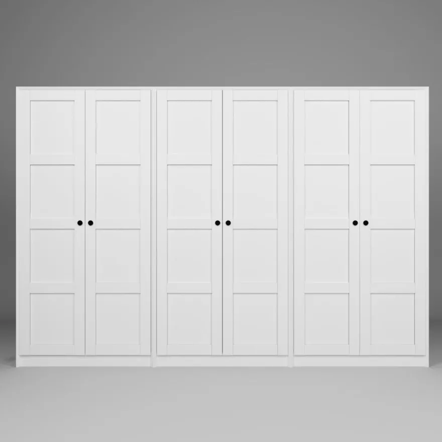 Vaatekaappi Linento Furniture Lucas 11, 280x190cm, valkoinen