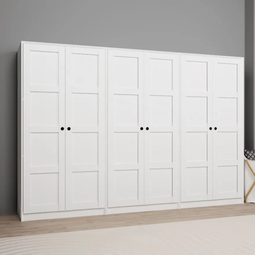 Vaatekaappi Linento Furniture Lucas 11, 280x190cm, valkoinen