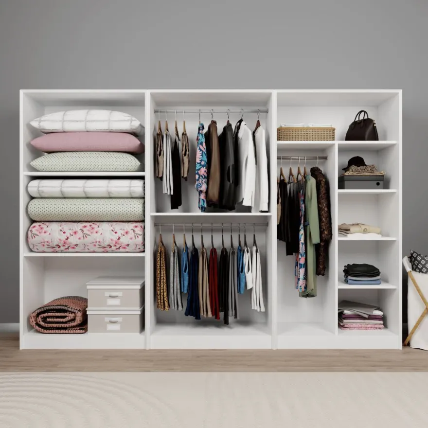 Vaatekaappi Linento Furniture Lucas 11, 280x190cm, valkoinen
