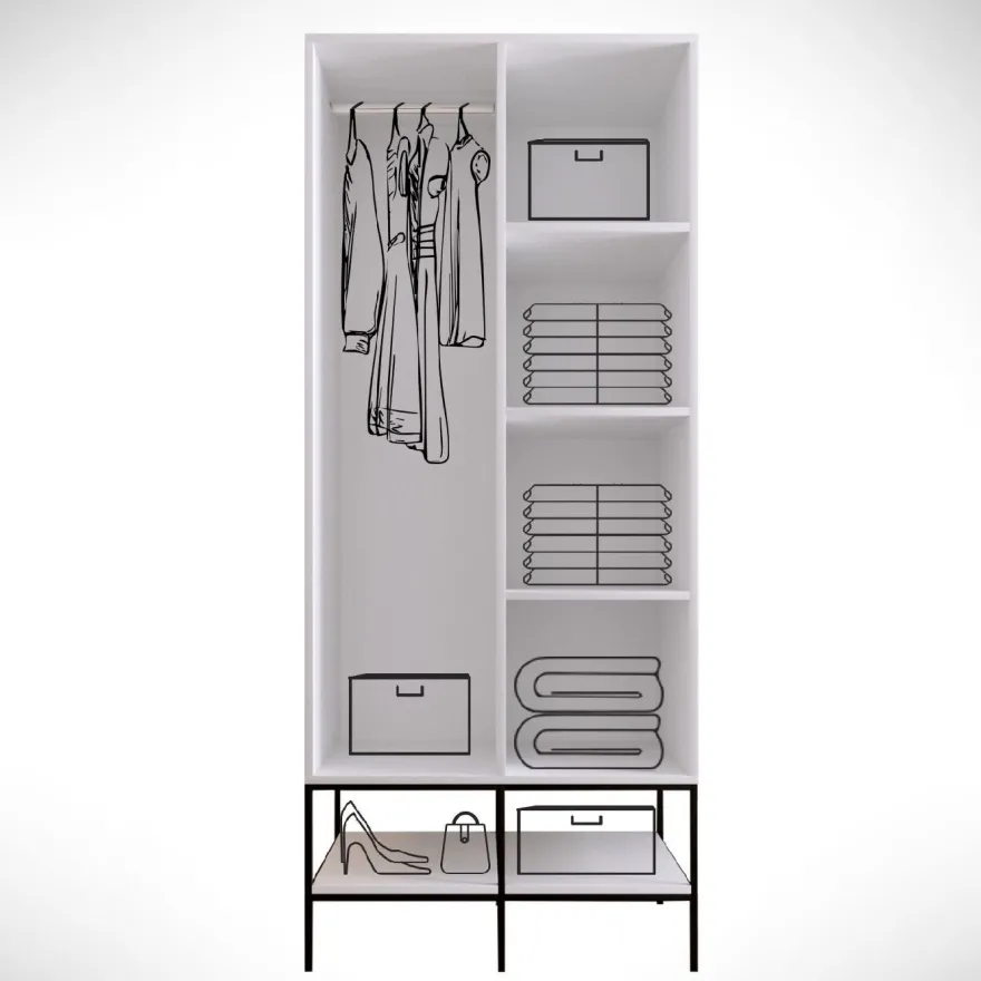 Vaatekaappi Linento Furniture Martin 2, 84cm, valkoinen