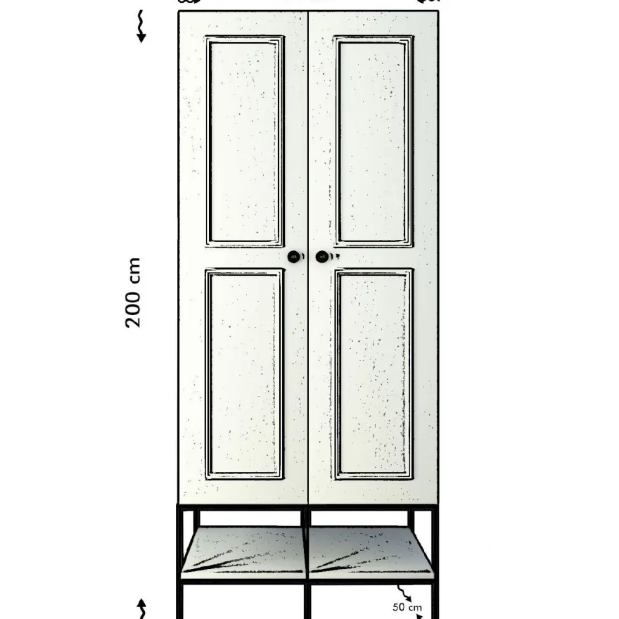 Vaatekaappi Linento Furniture Martin 2, 84cm, valkoinen