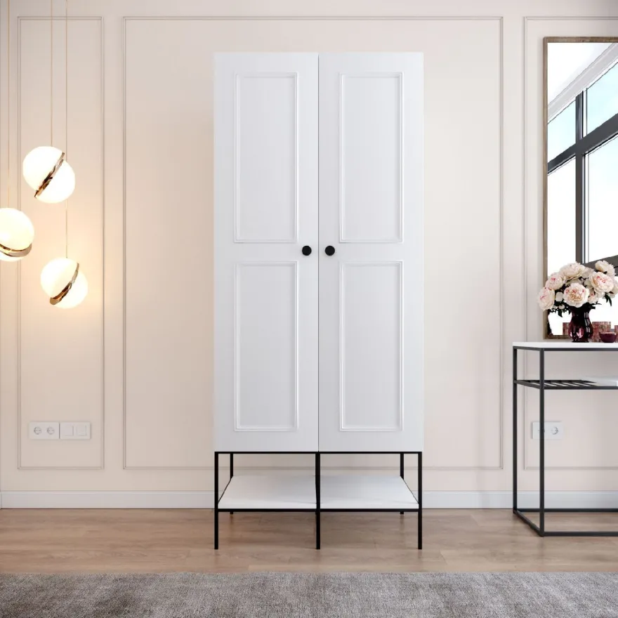 Vaatekaappi Linento Furniture Martin 2, 84cm, valkoinen