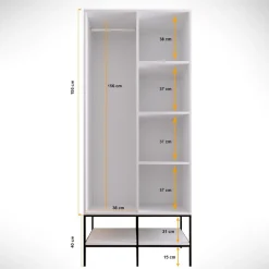 Vaatekaappi Linento Furniture Martin 2, 84cm, valkoinen