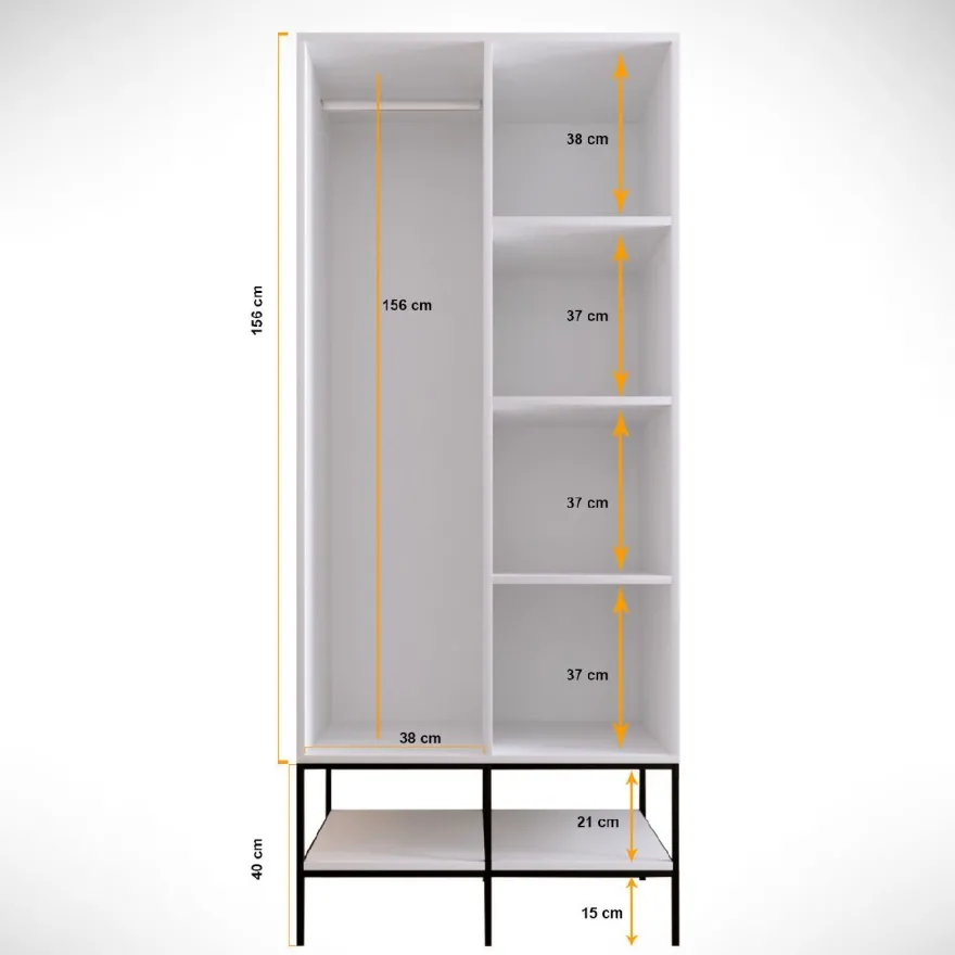 Vaatekaappi Linento Furniture Martin 2, 84cm, valkoinen