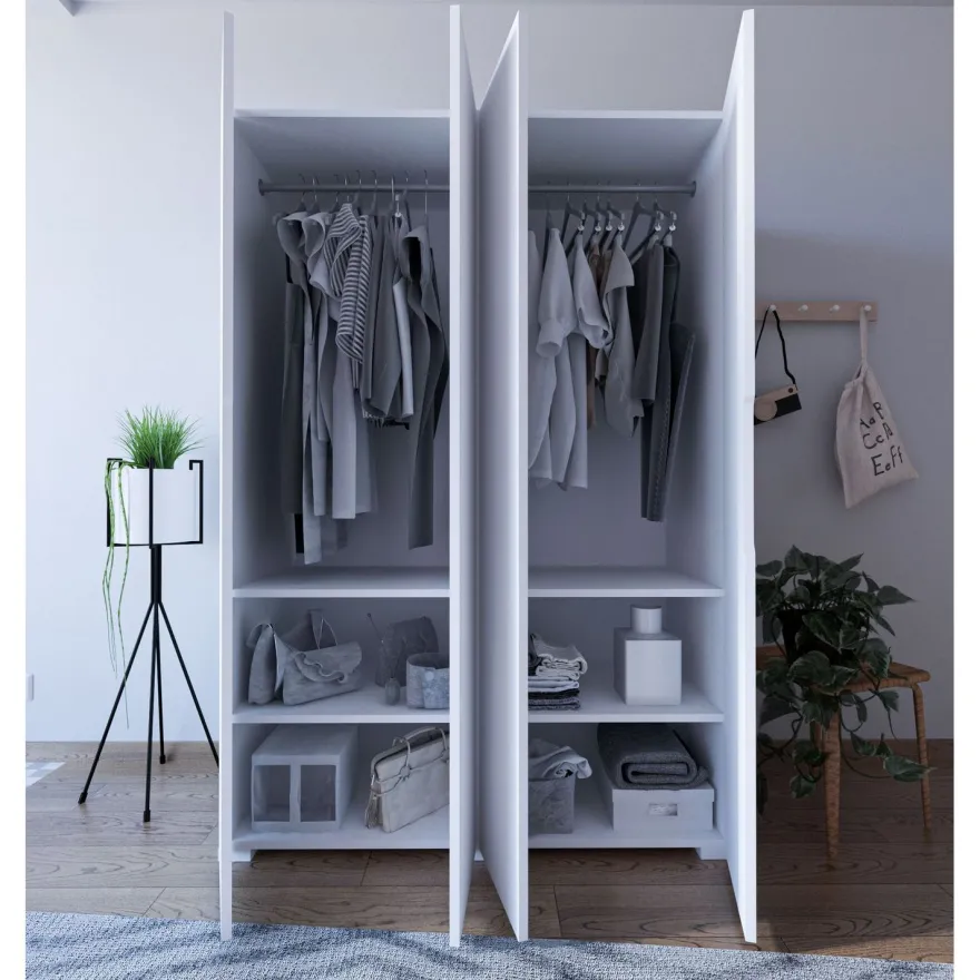 Vaatekaappi Linento Furniture Monza 120, 120x180cm, valkoinen
