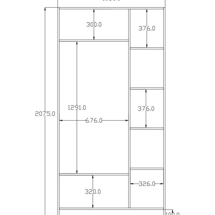 Vaatekaappi Linento Furniture Rb-168-01-003, 105x210cm, mattavalkoinen