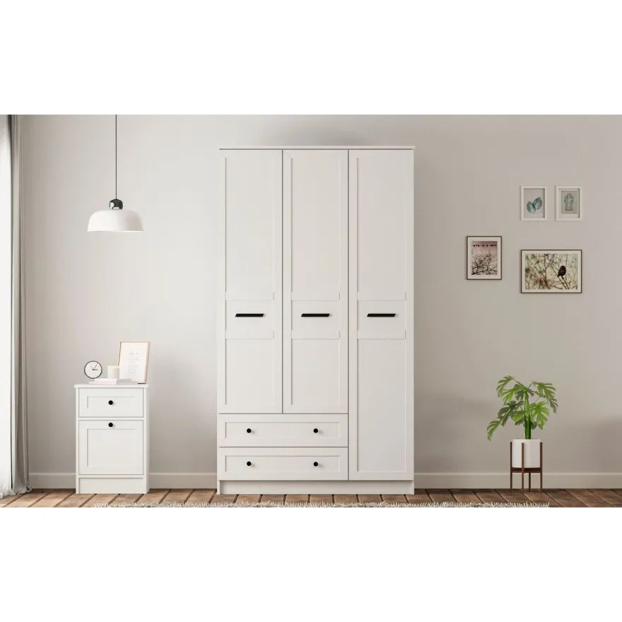 Vaatekaappi Linento Furniture Rb-168-01-003, 105x210cm, mattavalkoinen