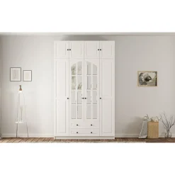 Vaatekaappi Linento Furniture Rb-185-11, 140x210cm, mattavalkoinen