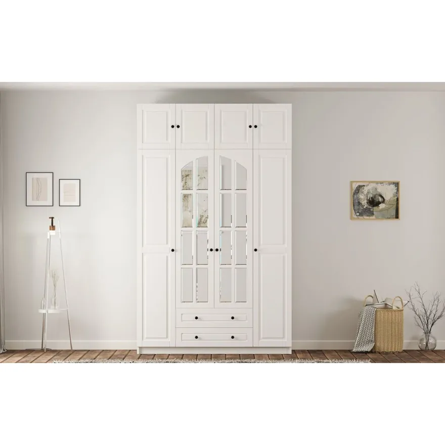 Vaatekaappi Linento Furniture Rb-185-11, 140x210cm, mattavalkoinen
