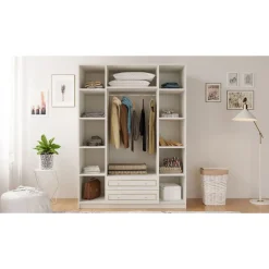 Vaatekaappi Linento Furniture Rb-079-01, 140x180cm, mattavalkoinen