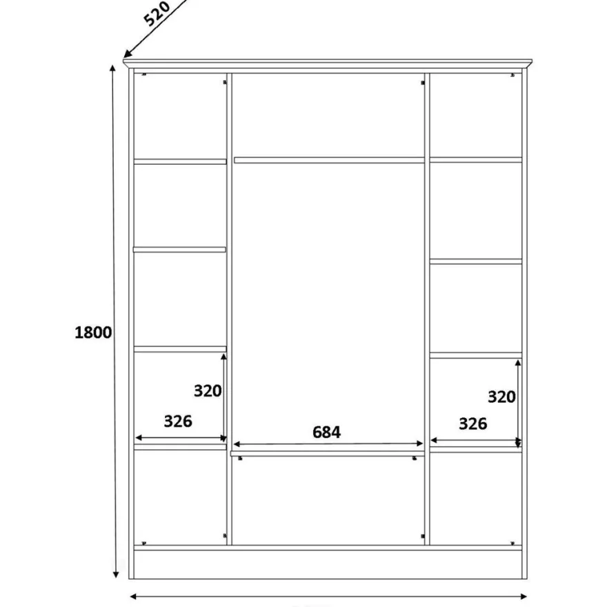 Vaatekaappi Linento Furniture Rb-079-01, 140x180cm, mattavalkoinen