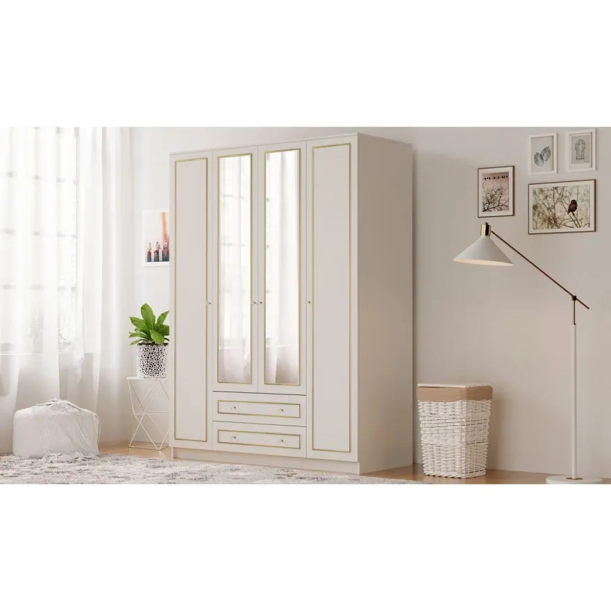 Vaatekaappi Linento Furniture Rb-079-01, 140x180cm, mattavalkoinen