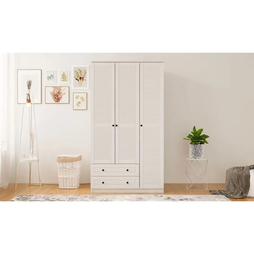 Vaatekaappi Linento Furniture Rb-062-01, 105x210cm, mattavalkoinen