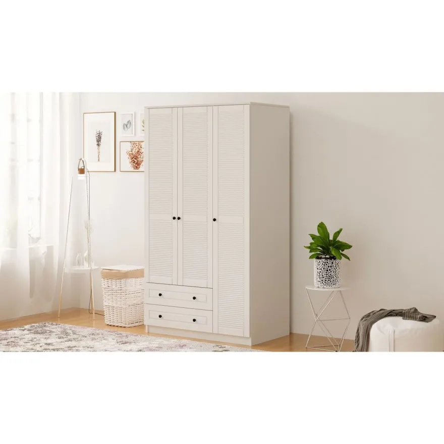 Vaatekaappi Linento Furniture Rb-062-01, 105x210cm, mattavalkoinen