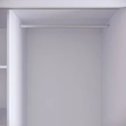 Vaatekaappi liukuovilla Linento Furniture Martin, 150cm, valkoinen marmori/kulta