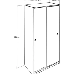 Vaatekaappi liukuovilla Linento Furniture SWD-436-BB-2, 94cm, valkoinen