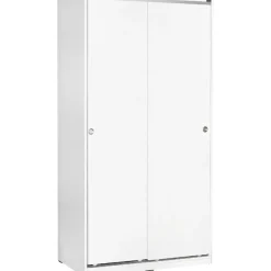 Vaatekaappi liukuovilla Linento Furniture SWD-436-BB-2, 94cm, valkoinen
