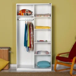 Vaatekaappi liukuovilla Linento Furniture SWD-436-BB-2, 94cm, valkoinen