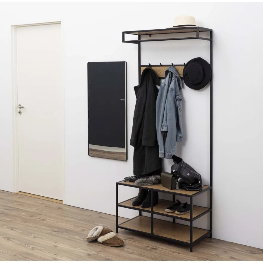 Vaateteline Home4You SEAFORD 77x40xK185 cm, villitammi, ruskea