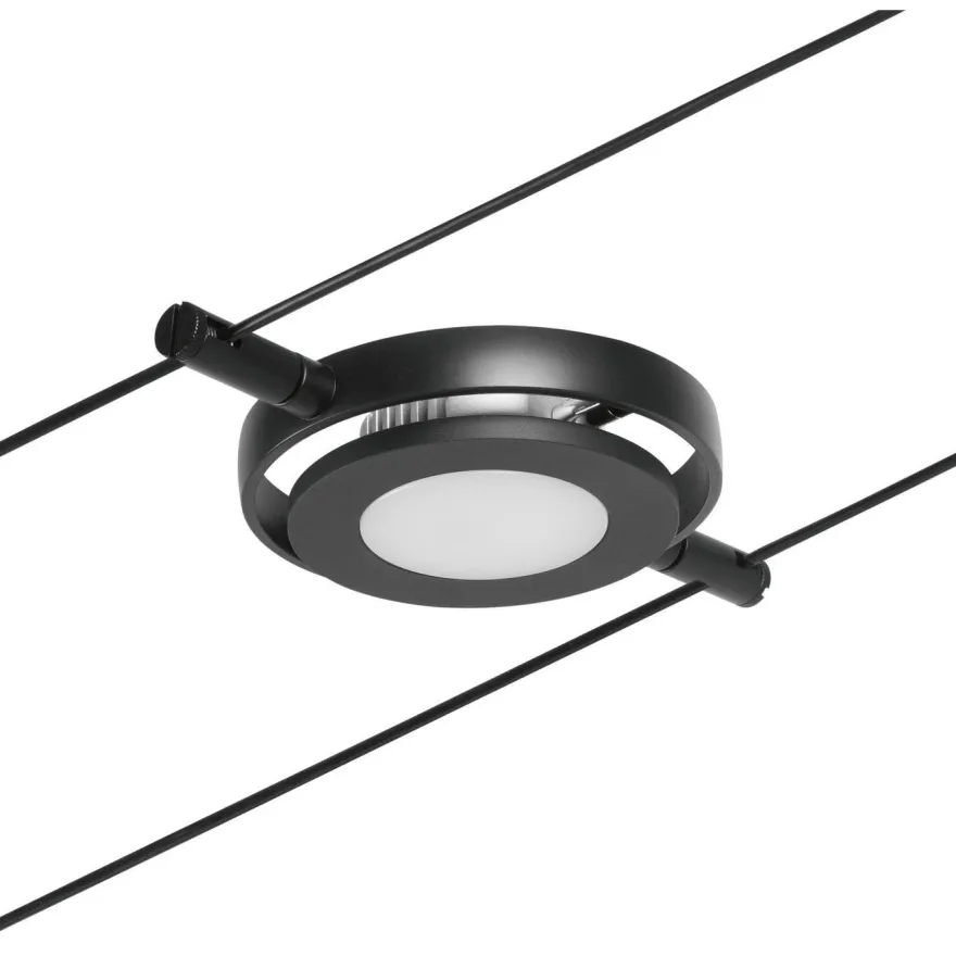 Vaijerivalaisin Paulmann CorDuo RoundMac, 200lm, 4.5W, 3000K, 12V, mattamusta/kromi