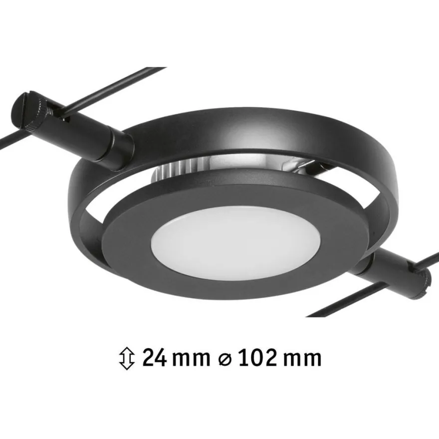 Vaijerivalaisin Paulmann CorDuo RoundMac, 200lm, 4.5W, 3000K, 12V, mattamusta/kromi