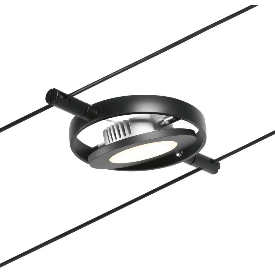 Vaijerivalaisin Paulmann CorDuo RoundMac, 200lm, 4.5W, 3000K, 12V, mattamusta/kromi