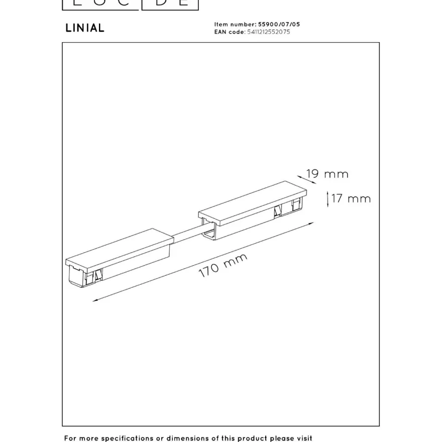 Valaisinkiskon joustoliitin Lucide Linial, 1.9x17cm, IP20, messinki