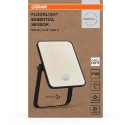 Valonheitin liiketunnistimella Osram Floodlight Essential musta, eri vaihtoehtoja