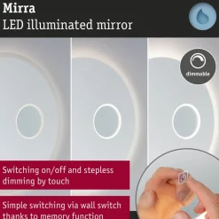 Valopeili Paulmann Mirra Ø60cm + meikkipeili LED IP44 4000K 1065lm/270lm 20W himmennettävä